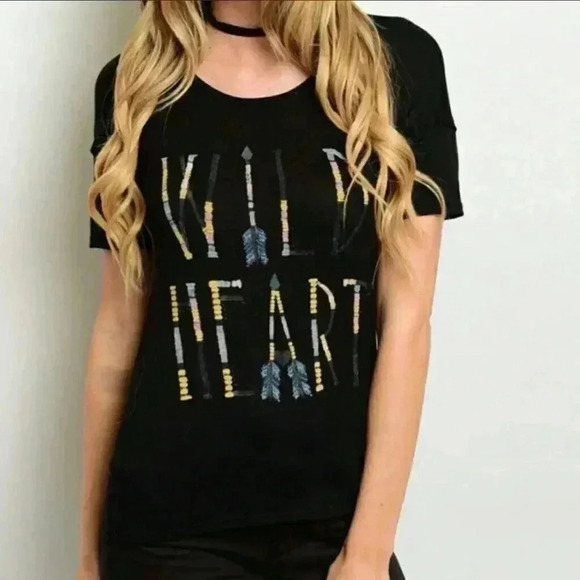 "Wild Heart" Tee in Black - Picture 1 of 3